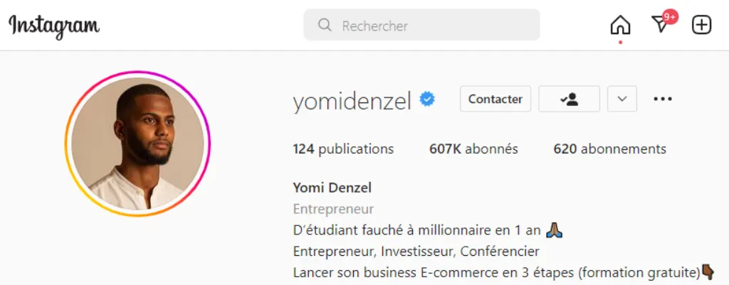 Yomi Denzel number of Instagram subscribers in 2022 ECOM PRO