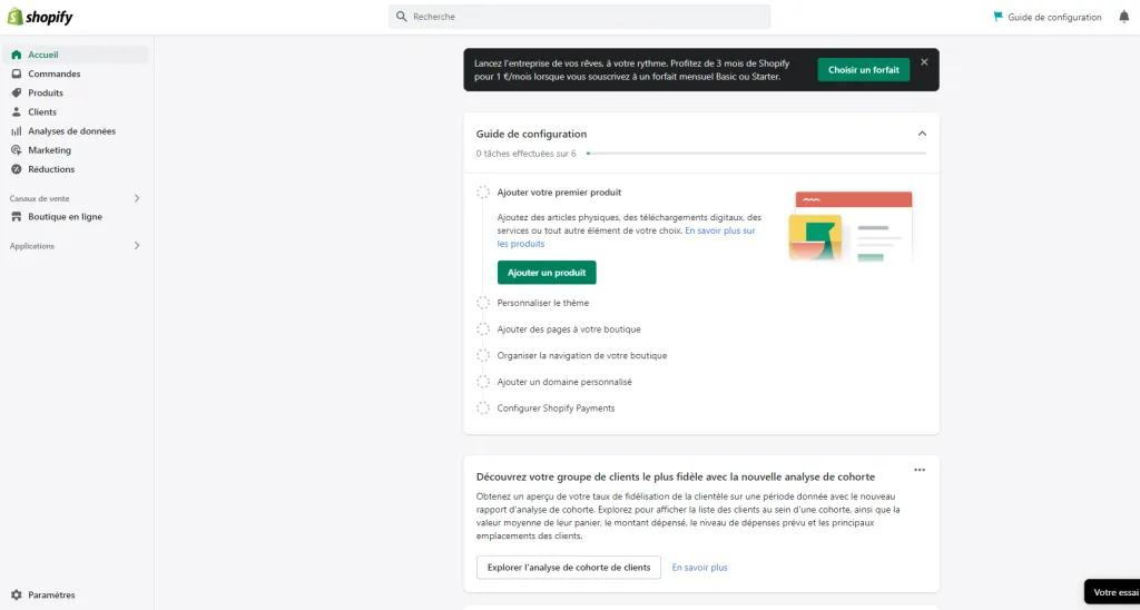 Comment créer une boutique avec l'essai gratuit de Shopify ?