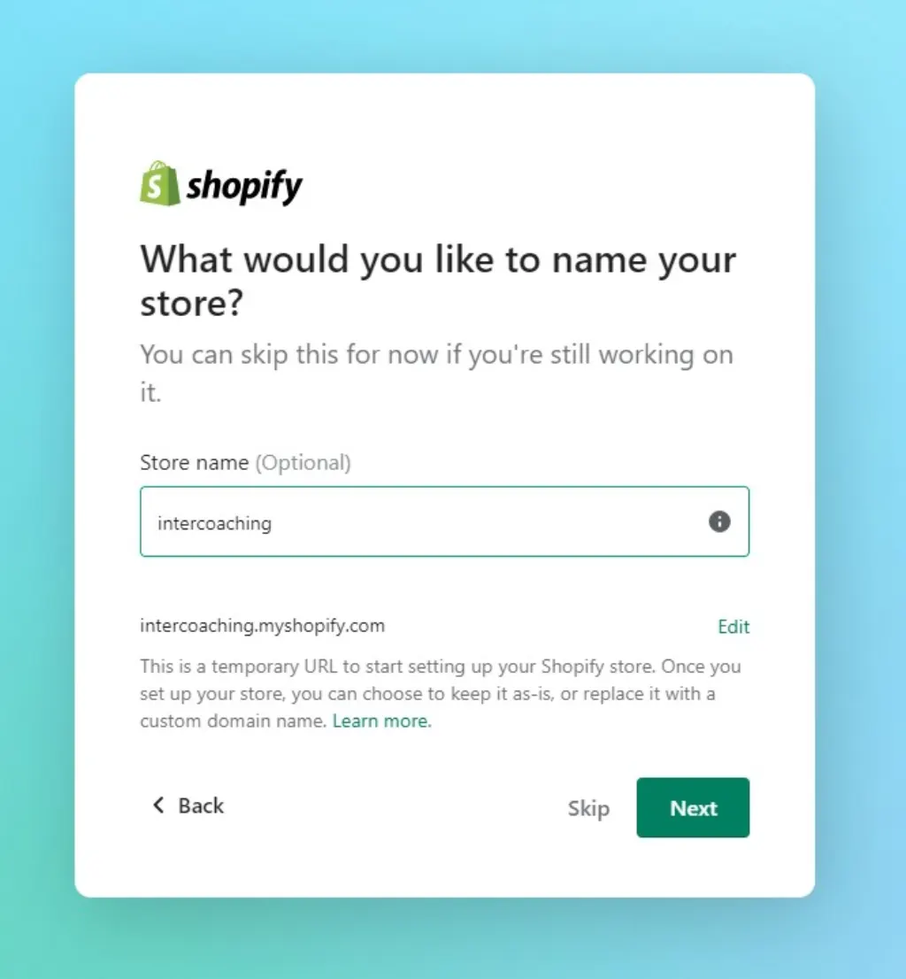 étapes de création d'une boutique Shopify gratuite