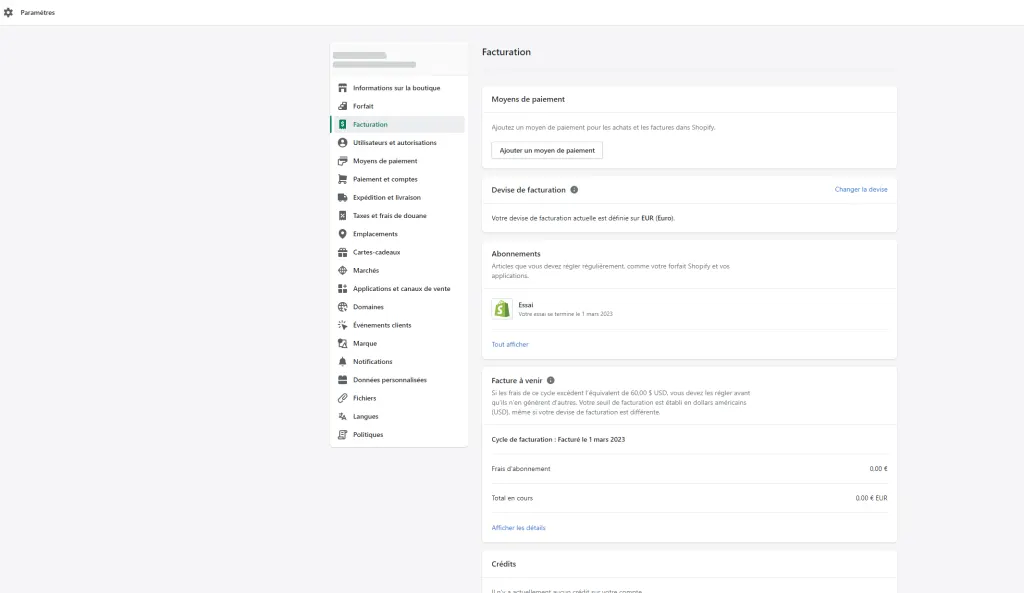Ajouter la possibilité de facturer mes premiers clients dans mon Shopify. Moyens de paiement Shopify