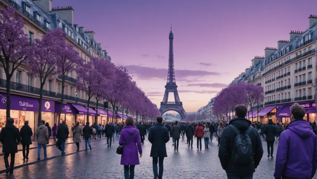 découvrez des rumeurs inquiétantes autour d'une paris colorée en violet avant les jeux olympiques, une intrigue où une intelligence artificielle est suspectée. les touristes sont en alerte !