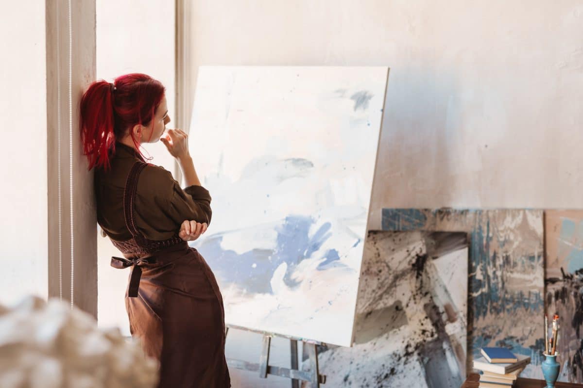 young creative woman artist standing